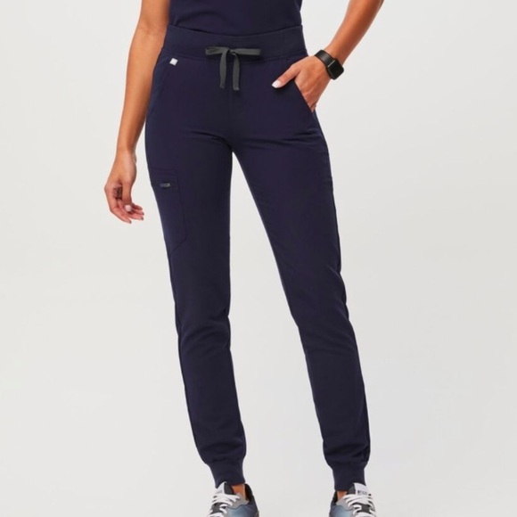 Figs Zamora Scrub Pants Jogger Dark Blue Navy Gray Ties Small W2 - Picture 1 of 7